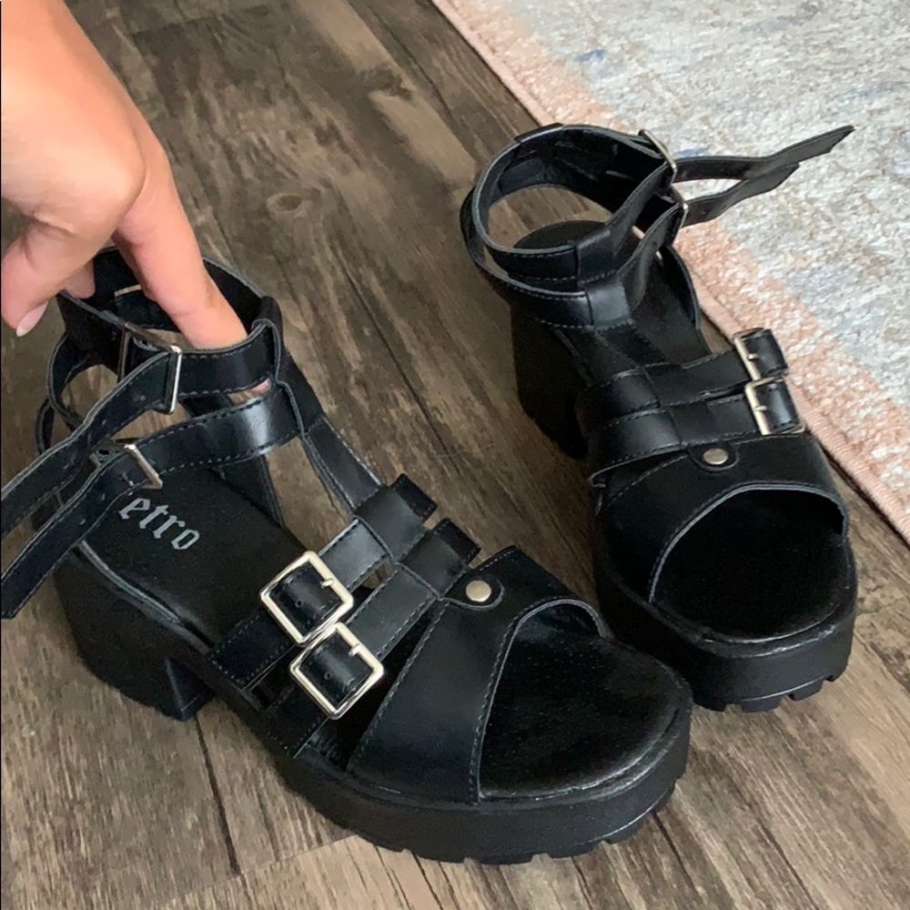 Black vegan leather gladiator sandal